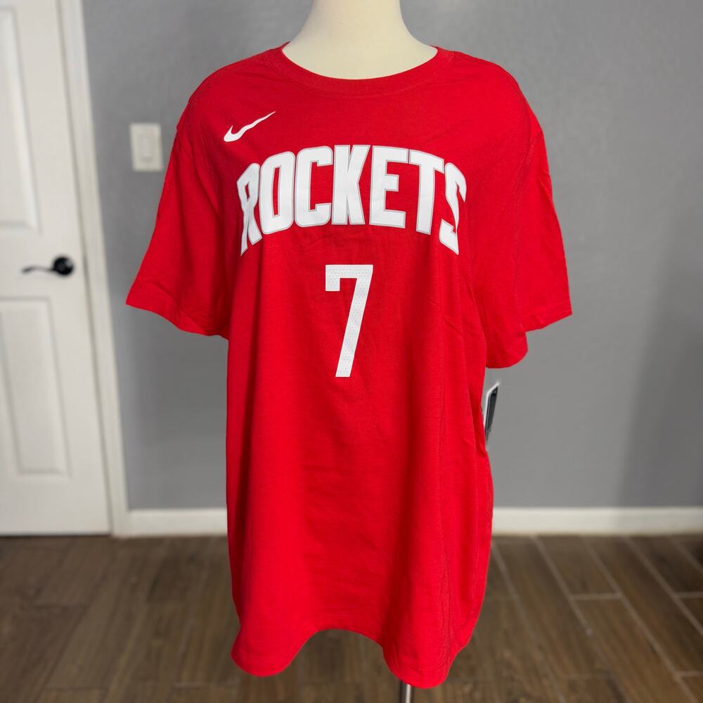 Nike Men's Kevin Durant Red Houston Rockets Icon Edition Name Number T-Shirt XL